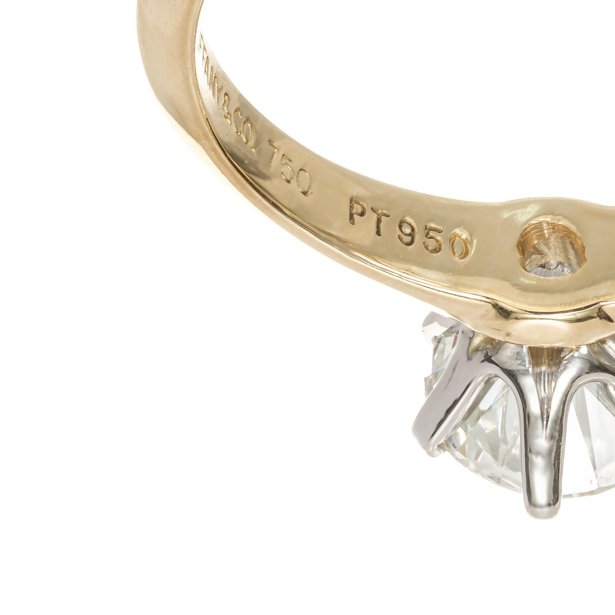 Tiffany & Co, bague de fiançailles solitaire en or et platine avec diamant de 1,00 carat certifié GIA  en vente 2