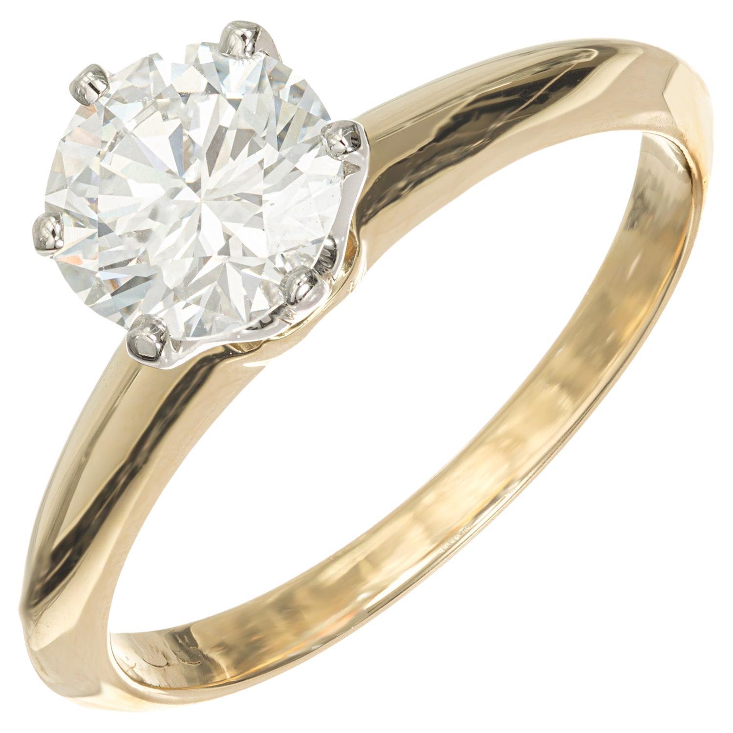 Tiffany & Co, bague de fiançailles solitaire en or et platine avec diamant de 1,00 carat certifié GIA  en vente