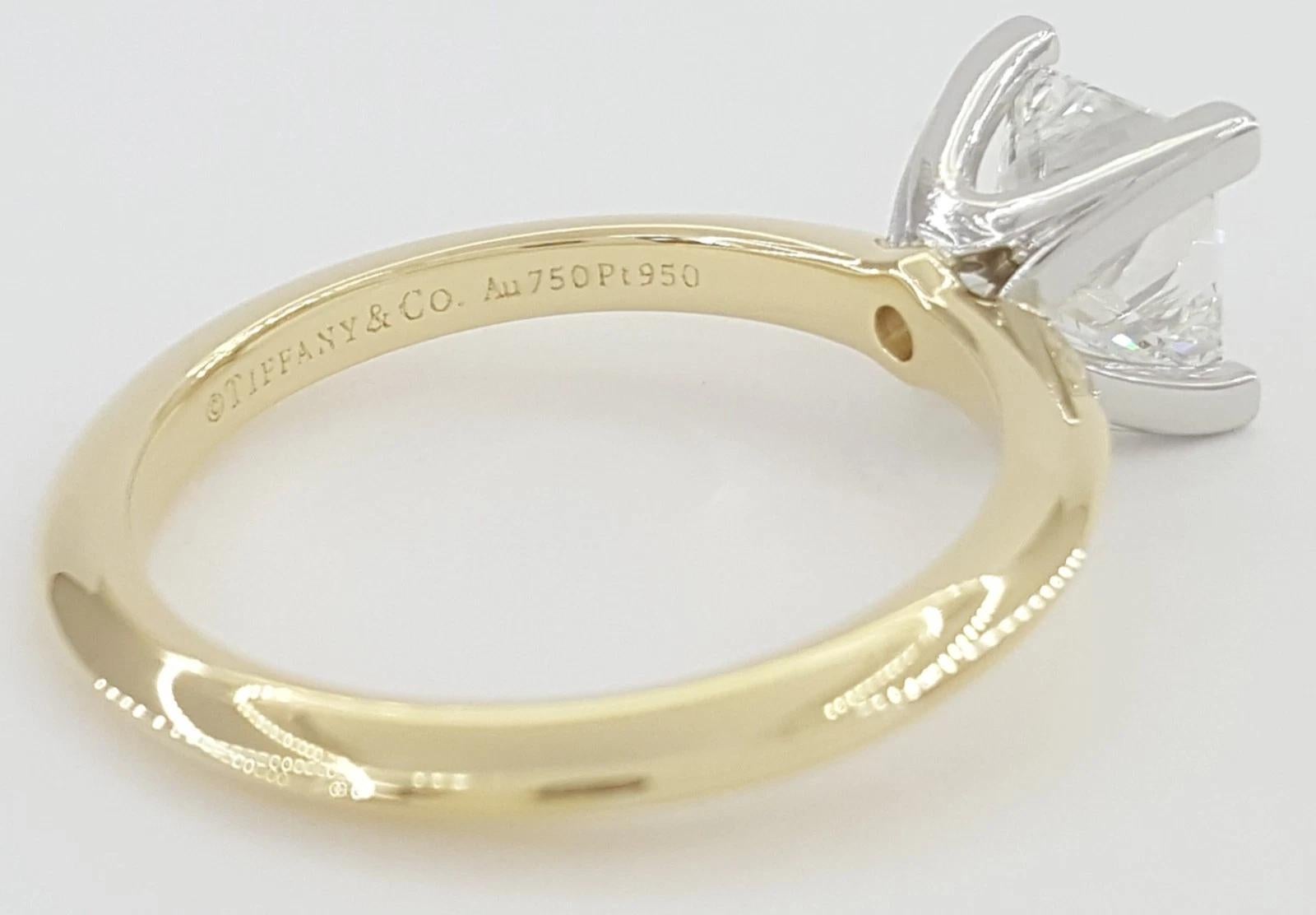 De las mujeres Tiffany & Co. GIA Certificado 1.08 Quilates Diamante Corte Princesa Solitario Compromiso en venta