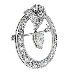 Tiffany & Co GIA Certified 1.20ct Center Diamond 2.30ct Side Diamond Pin