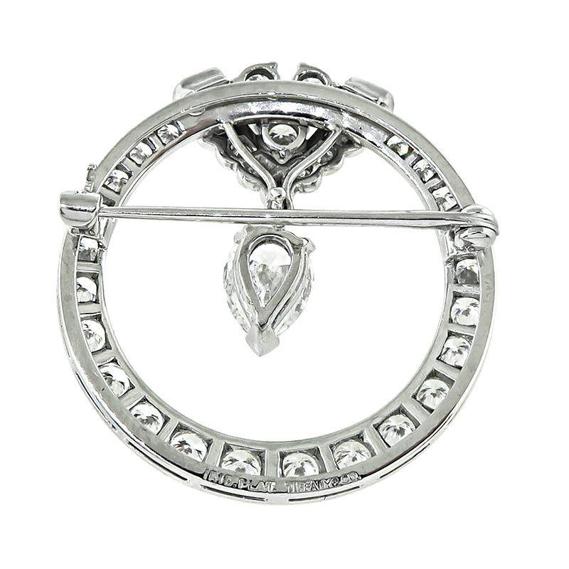 Heart Cut Tiffany & Co GIA Certified 1.20ct Center Diamond 2.30ct Side Diamond Pin For Sale