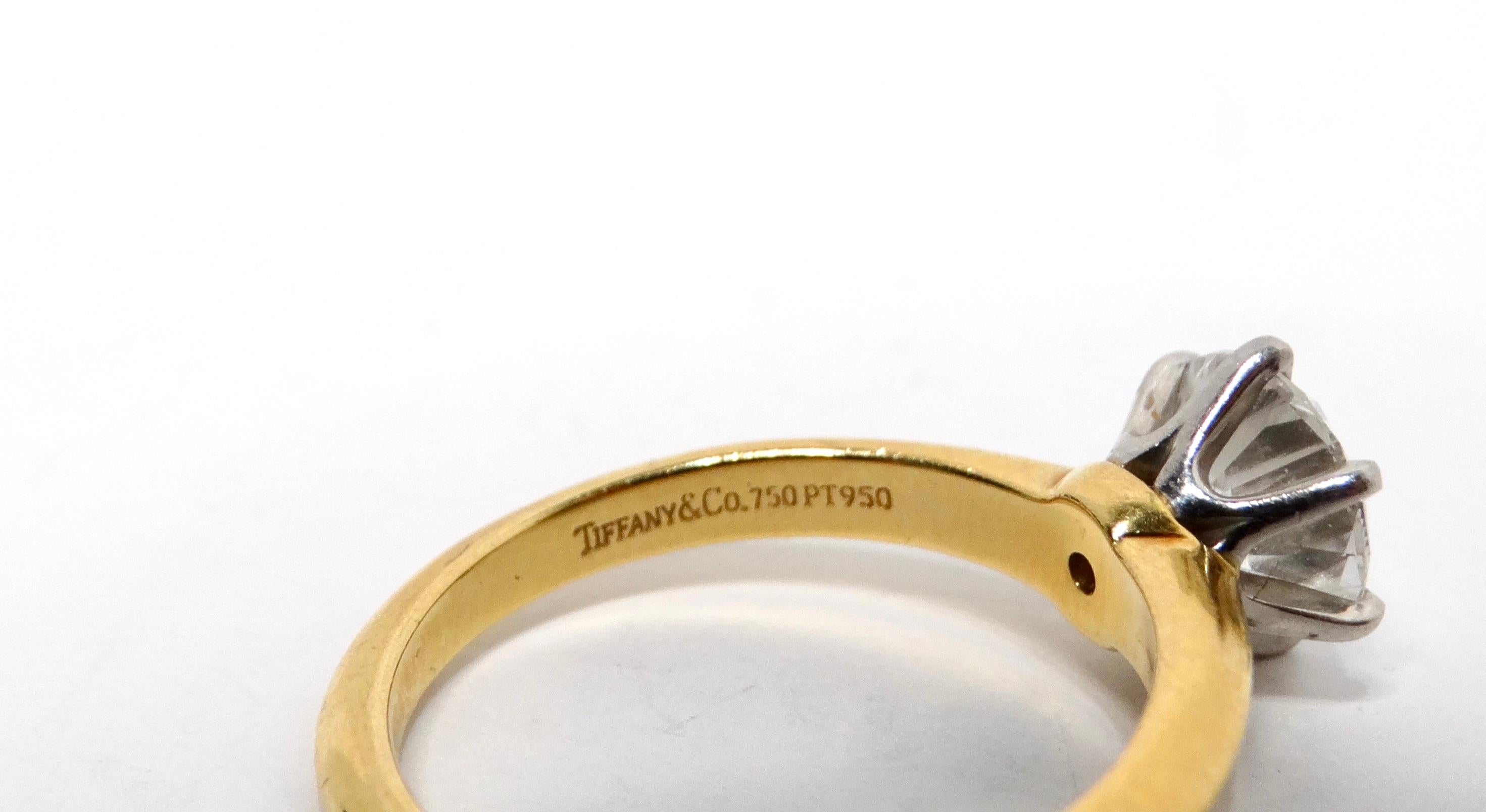 Tiffany & Co. GIA Certified 1.32 Carat Round Brilliant Diamond Engagement Ring For Sale 4