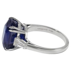 Tiffany & Co. GIA Certified 14 Carat Natural Blue Sapphire Diamond Platinum Ring