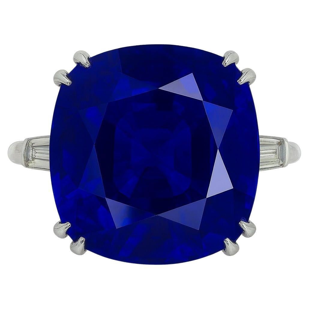 Tiffany & Co. GIA Certificado 14 Quilates Zafiro Azul Natural Diamante Anillo de Platino en venta