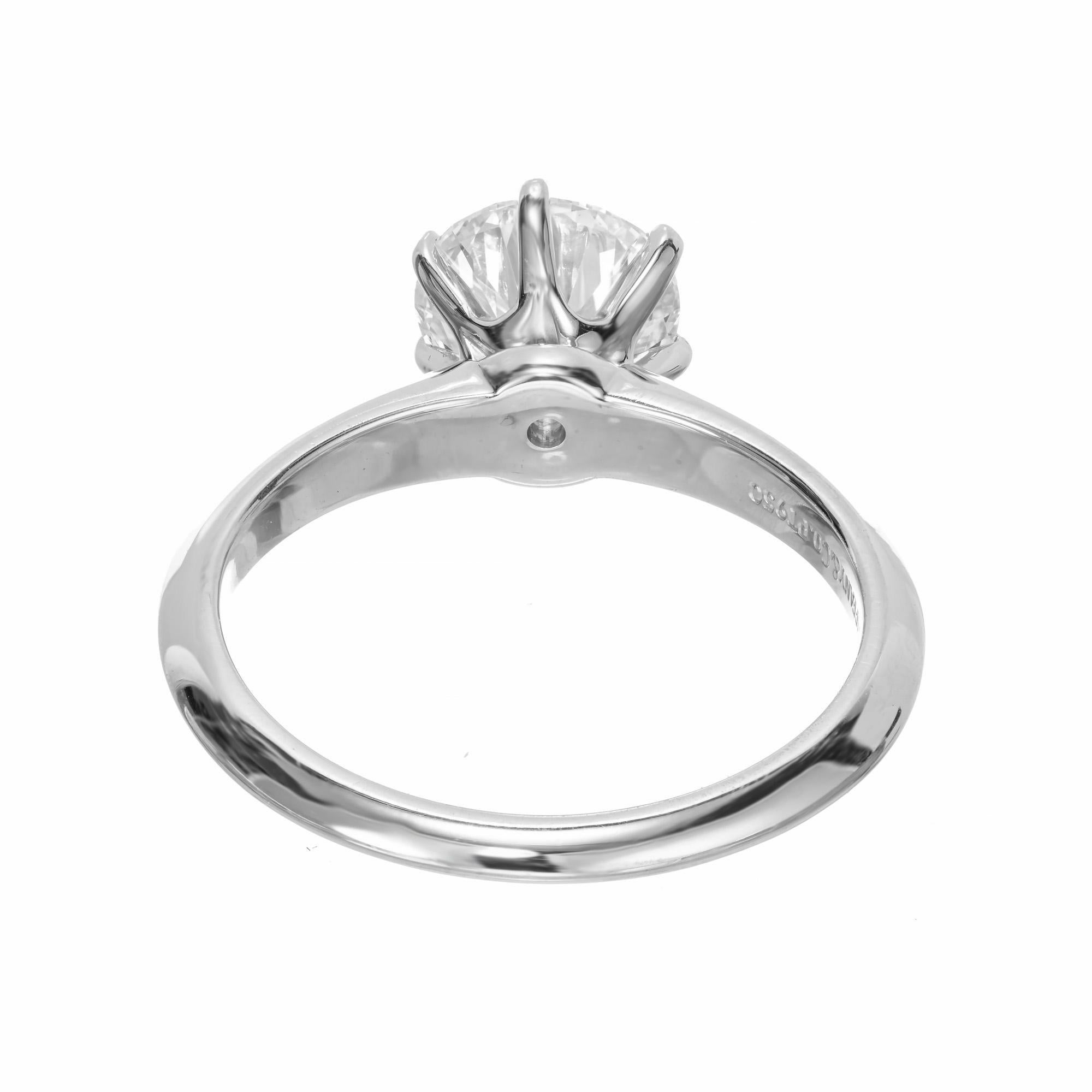 Women's Tiffany & Co GIA 1.40 Carat Round Diamond Platinum Solitaire Engagement Ring  For Sale