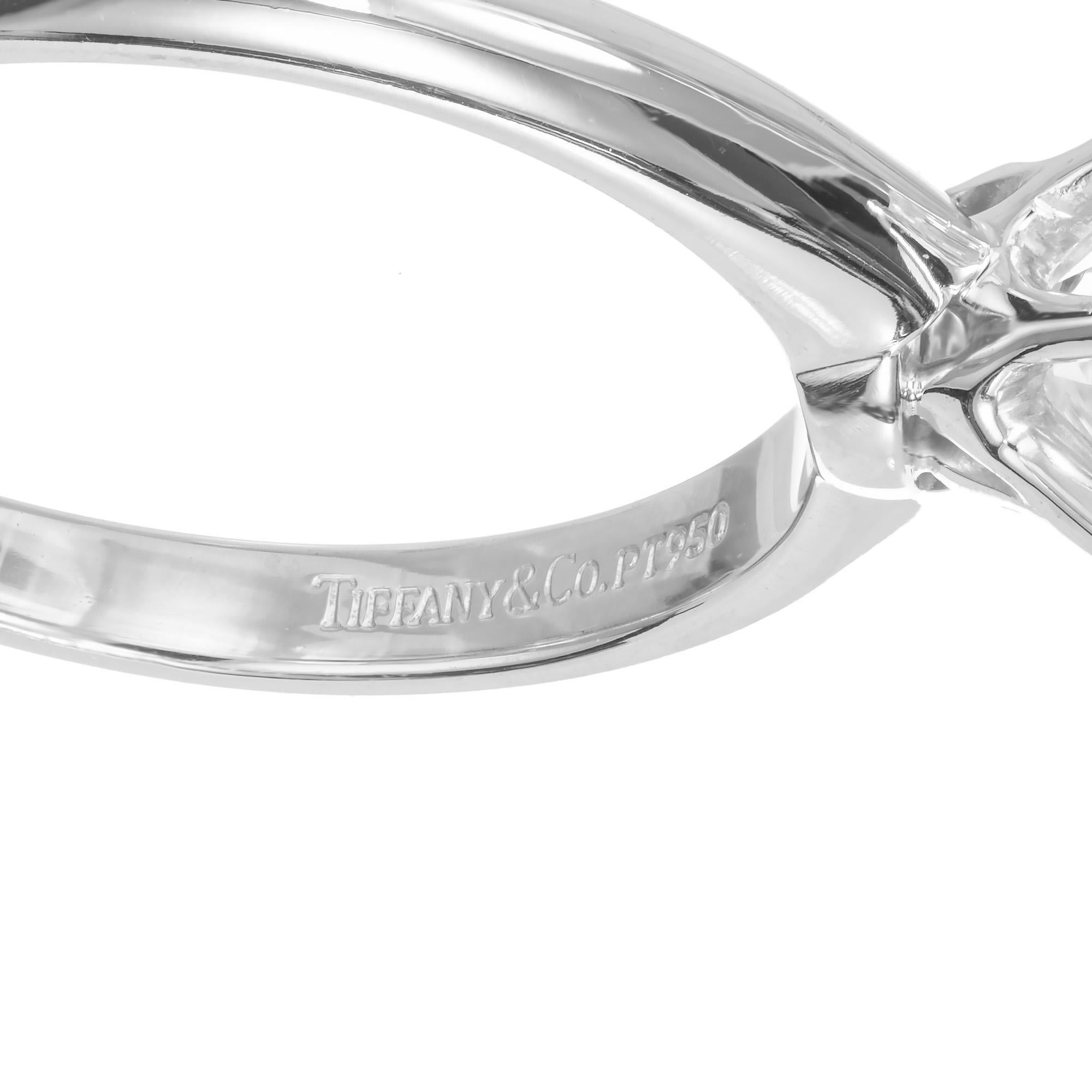 Women's Tiffany & Co GIA 1.40 Carat Round Diamond Platinum Solitaire Engagement Ring For Sale