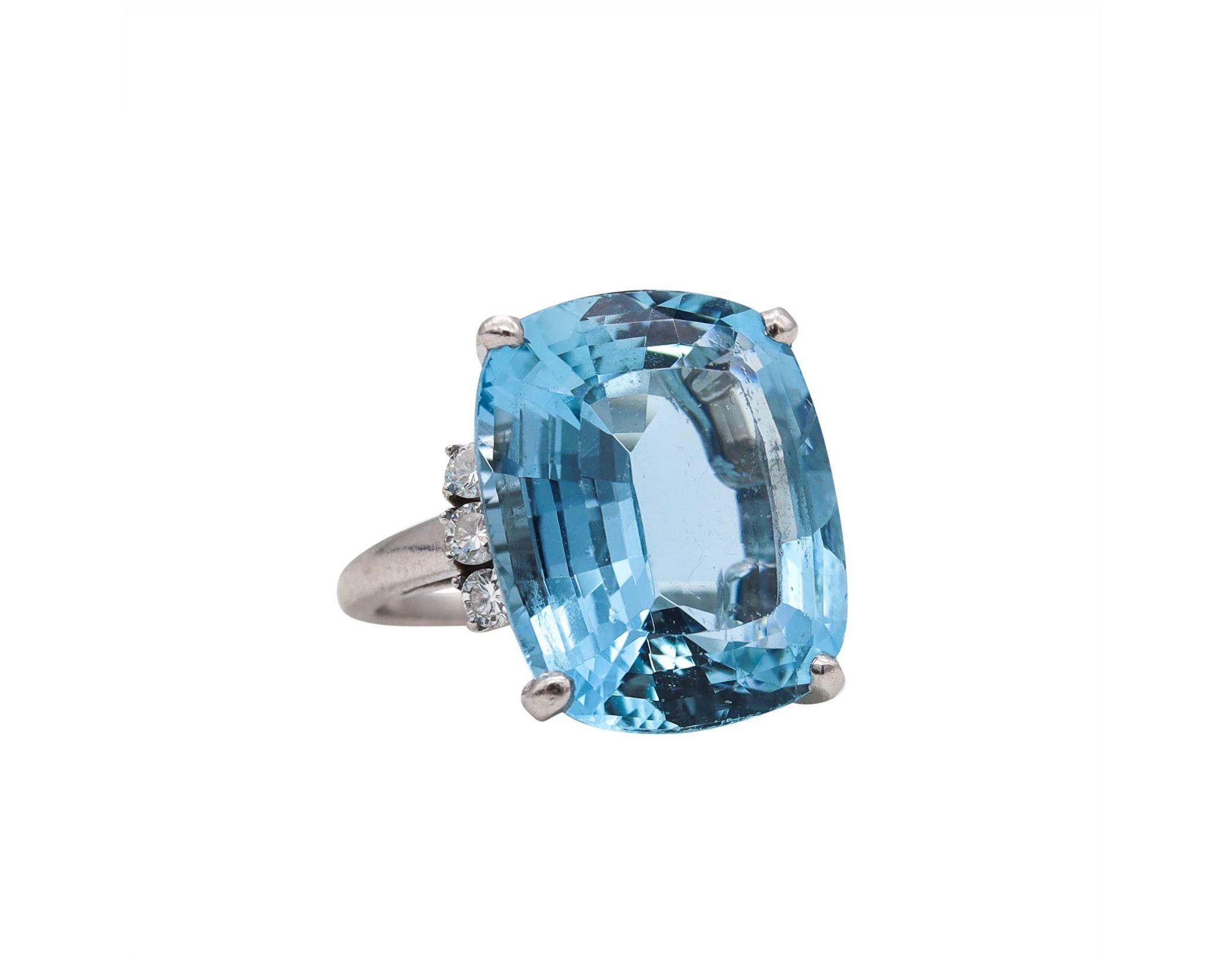 Tiffany & Co. GIA Certified 1960 Cocktail Ring Platinum with 19.17 Ct Aquamarine 2