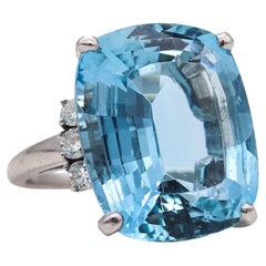 Retro Tiffany & Co. GIA Certified 1960 Cocktail Ring Platinum with 19.17 Ct Aquamarine