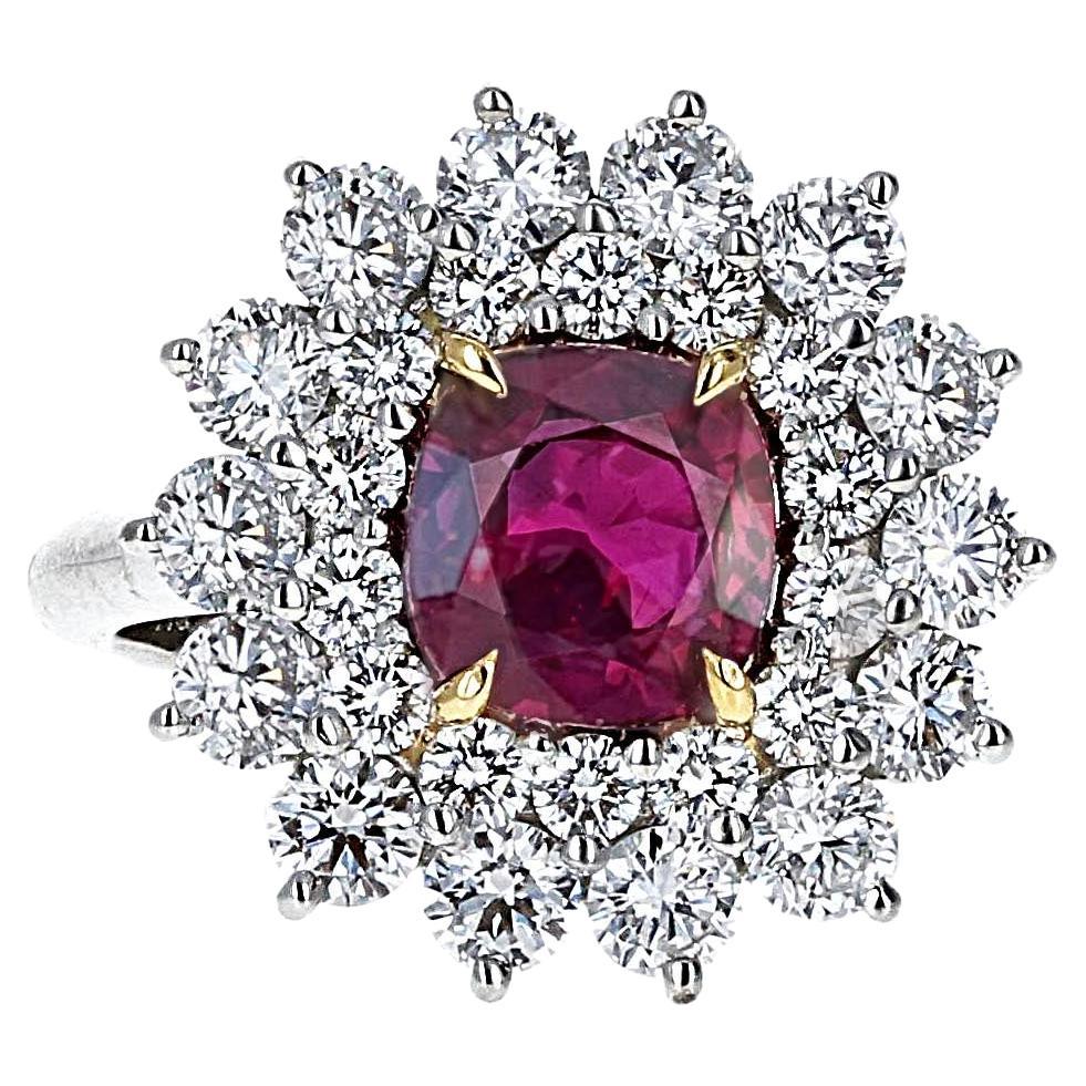 Tiffany and Co. GIA Certified 2.22 Carat Thailand No Heat Ruby Cushion ...