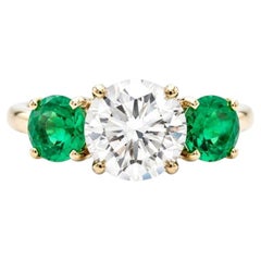 Tiffany & Co. Bague en or platine avec émeraude et diamant certifié GIA de 3.68 carats