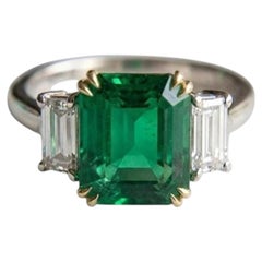 Tiffany & Co. GIA Certified 4.31 Carat Emerald Cut Emerald Diamond Ring