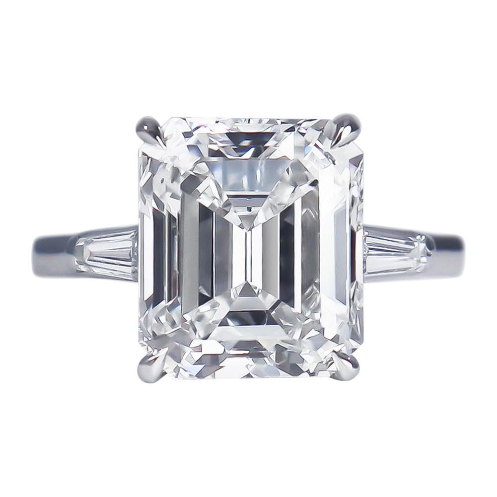 Tiffany & Co. GIA Certified 5.25 Carat E VS2 Emerald Cut Diamond Platinum Ring