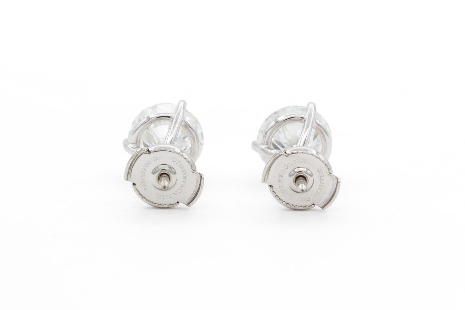 Tiffany & Co. GIA Certified Platinum & Diamond Martini Studs 4.51ctw G-H/VVS2 4