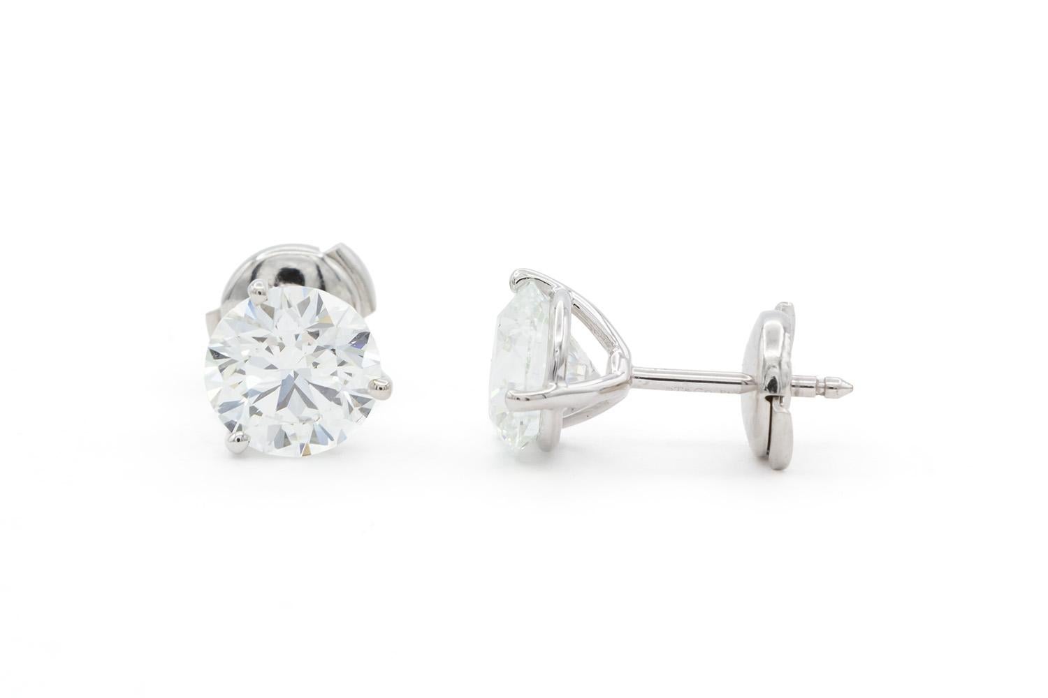 Tiffany & Co. GIA Certified Platinum & Diamond Martini Studs 4.51ctw G-H/VVS2 5