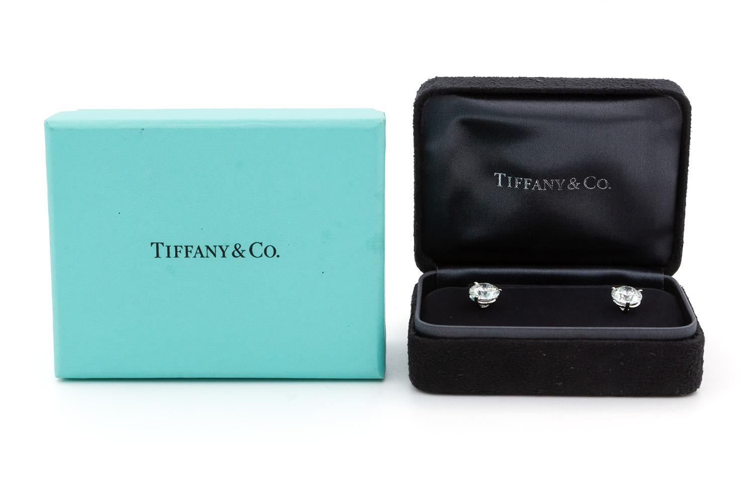 Tiffany & Co. GIA Certified Platinum & Diamond Martini Studs 4.51ctw G-H/VVS2 8