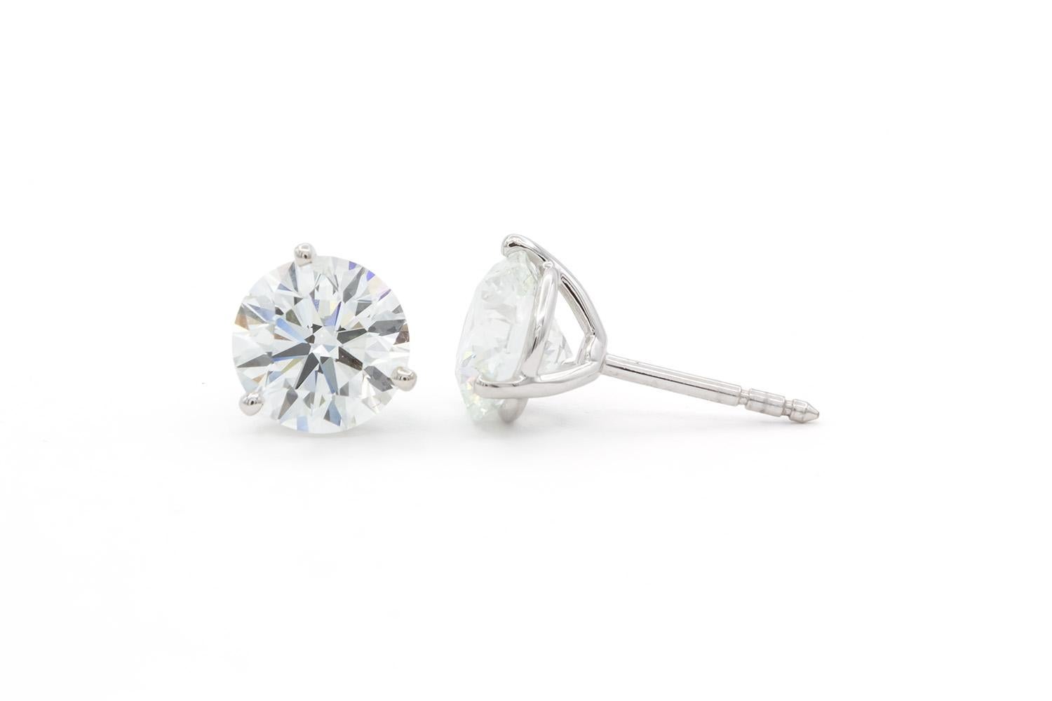 Round Cut Tiffany & Co. GIA Certified Platinum & Diamond Martini Studs 4.51ctw G-H/VVS2
