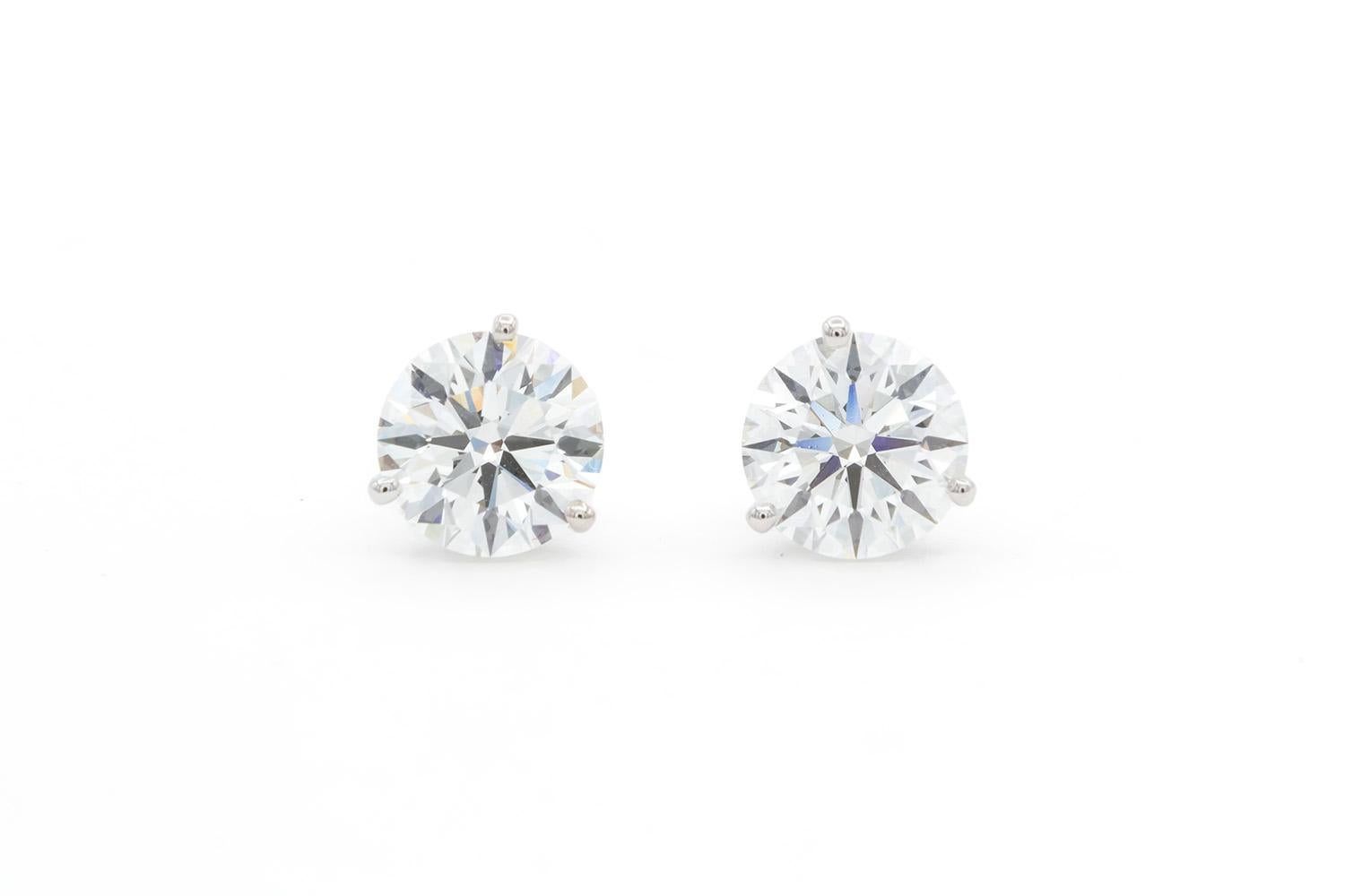Women's Tiffany & Co. GIA Certified Platinum & Diamond Martini Studs 4.51ctw G-H/VVS2