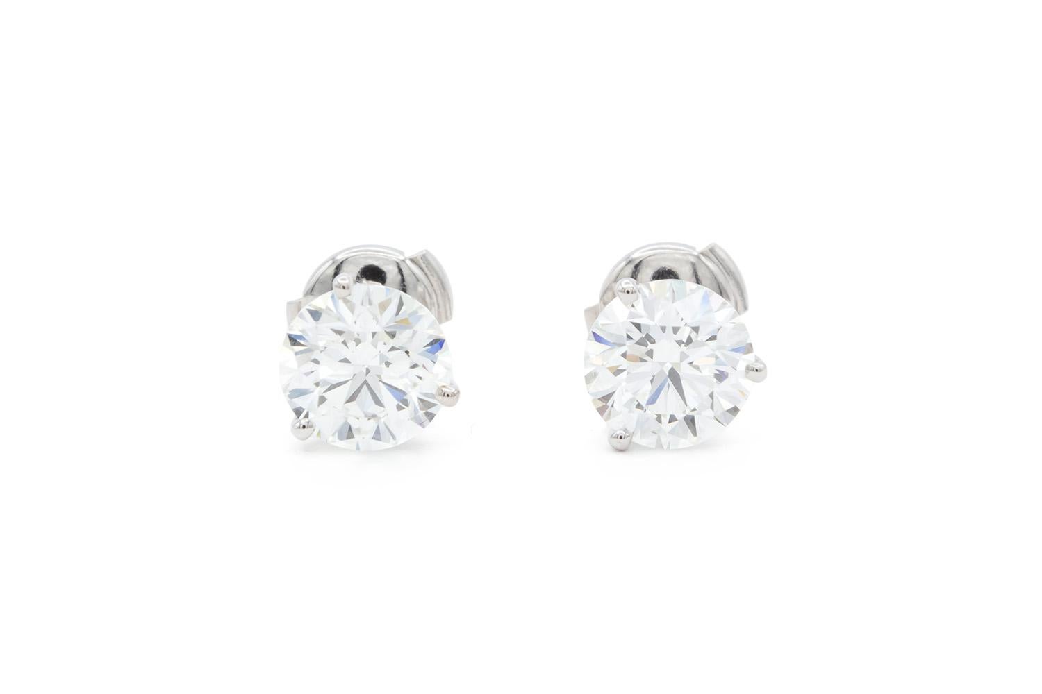 Tiffany & Co. GIA Certified Platinum & Diamond Martini Studs 4.51ctw G-H/VVS2 1