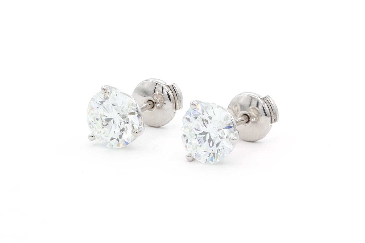Tiffany & Co. GIA Certified Platinum & Diamond Martini Studs 4.51ctw G-H/VVS2 2