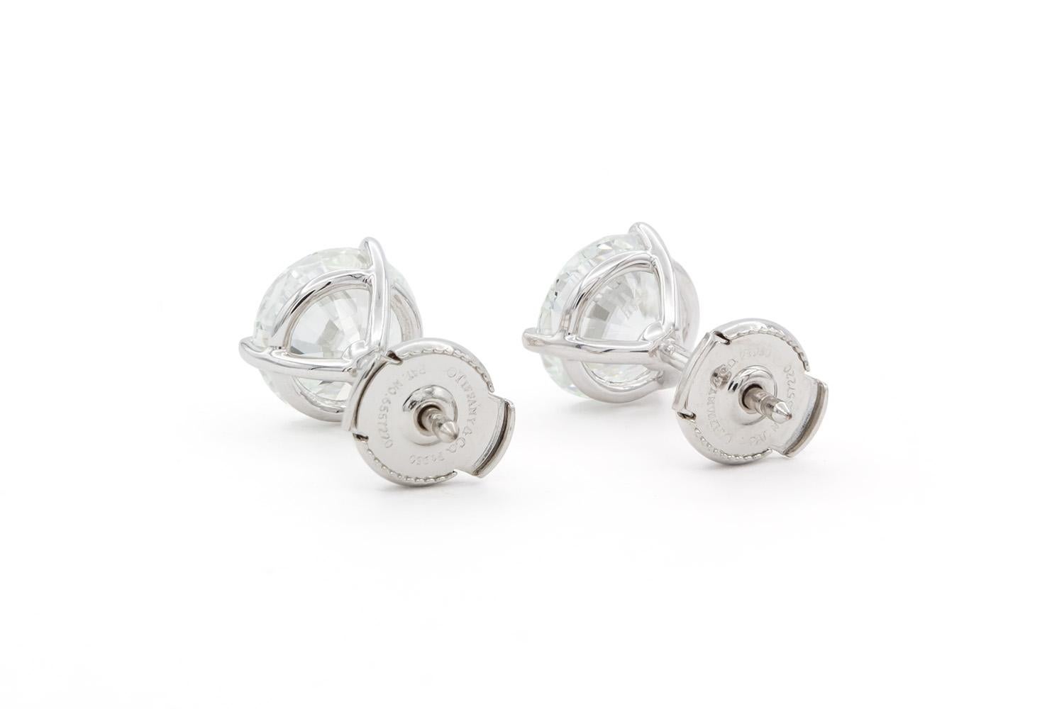 Tiffany & Co. GIA Certified Platinum & Diamond Martini Studs 4.51ctw G-H/VVS2 3