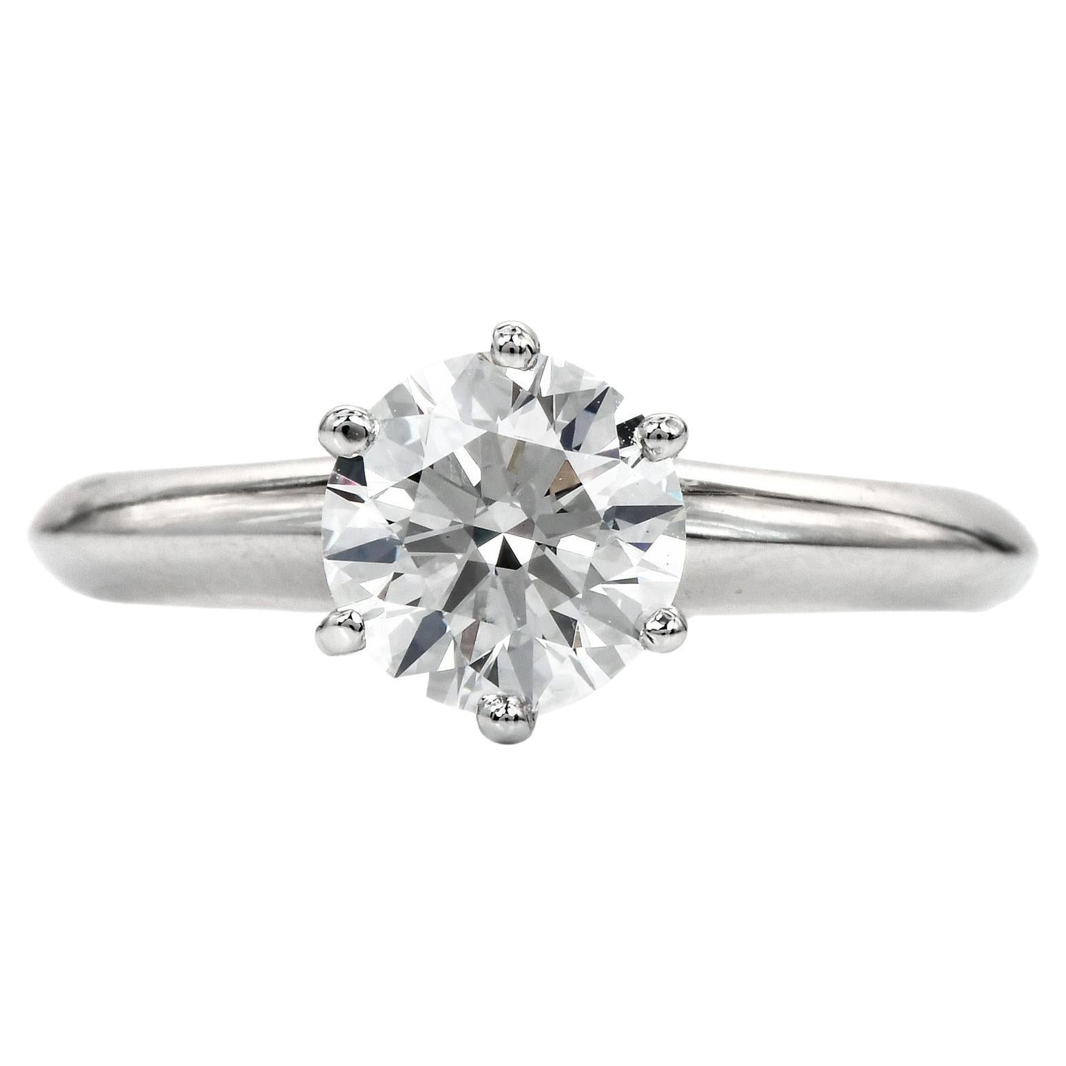 Tiffany & Co. GIA Diamond Platinum Solitaire "The Tiffany" Engagment Ring For Sale