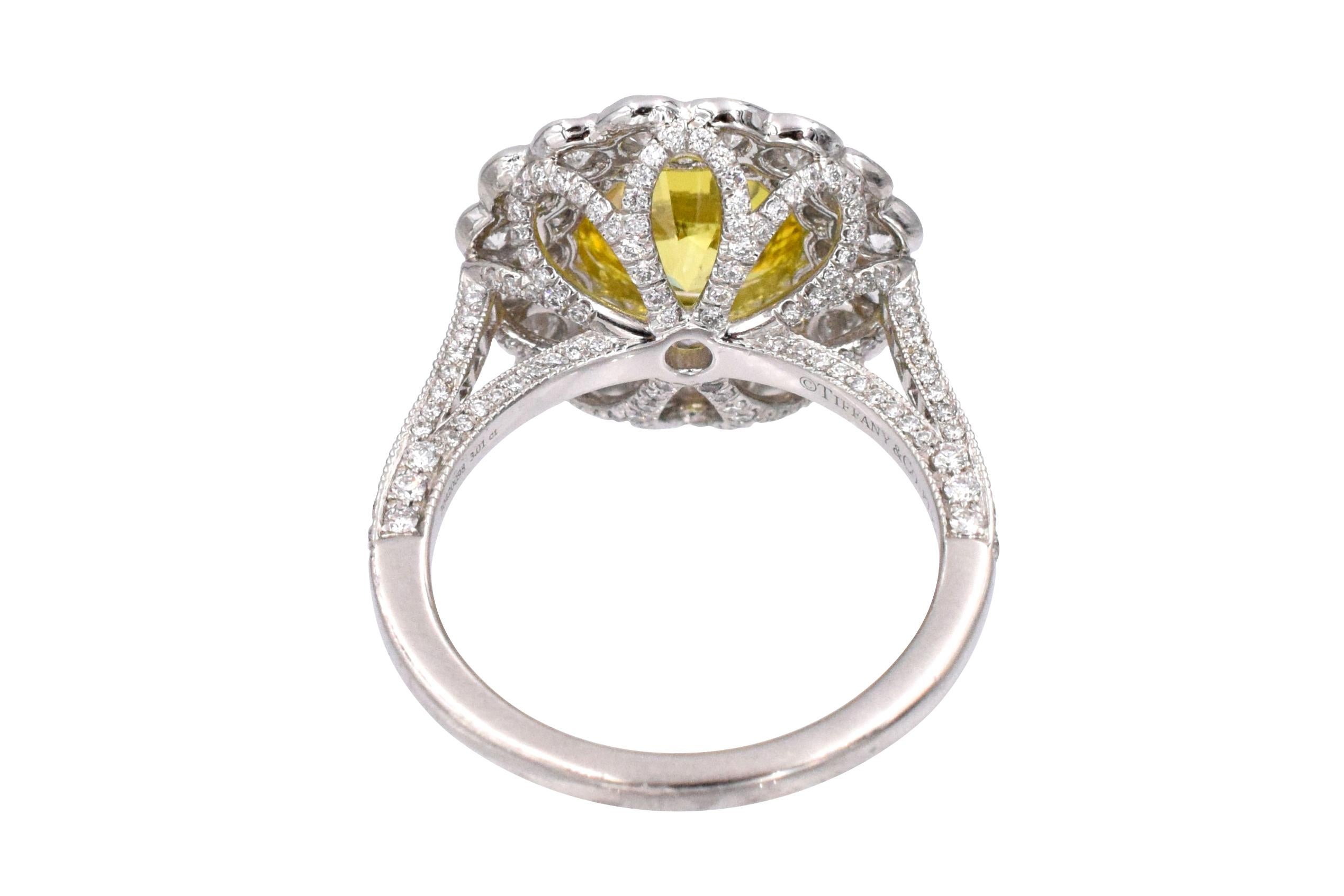 Artist Tiffany & Co.  G.I.A. Fancy Vivid Yellow Diamond Ring For Sale