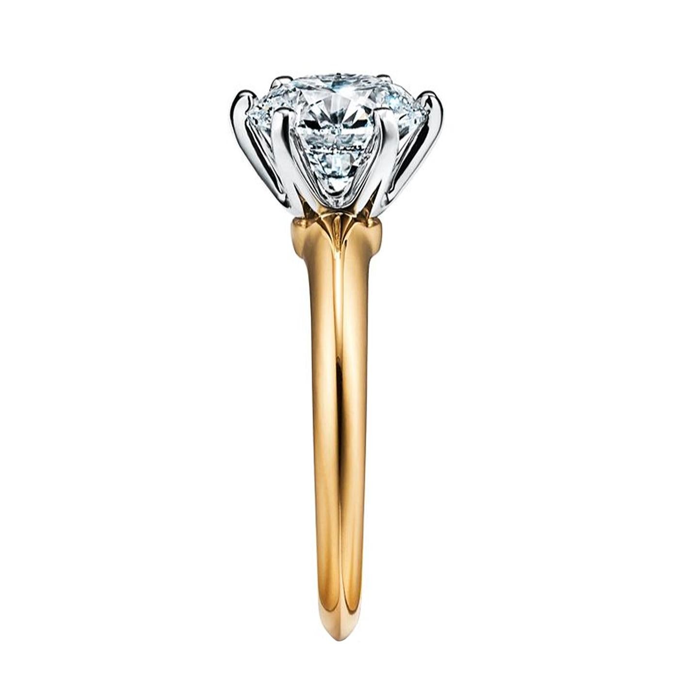 Modernist Tiffany & Co GIA Natural Round Diamond Engagement Ring VVS2 18k Yellow Gold