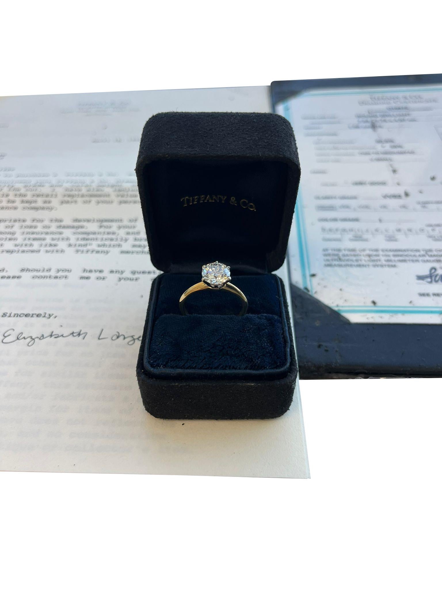 Tiffany & Co GIA Natural Round Diamond Engagement Ring VVS2 18k Yellow Gold 1