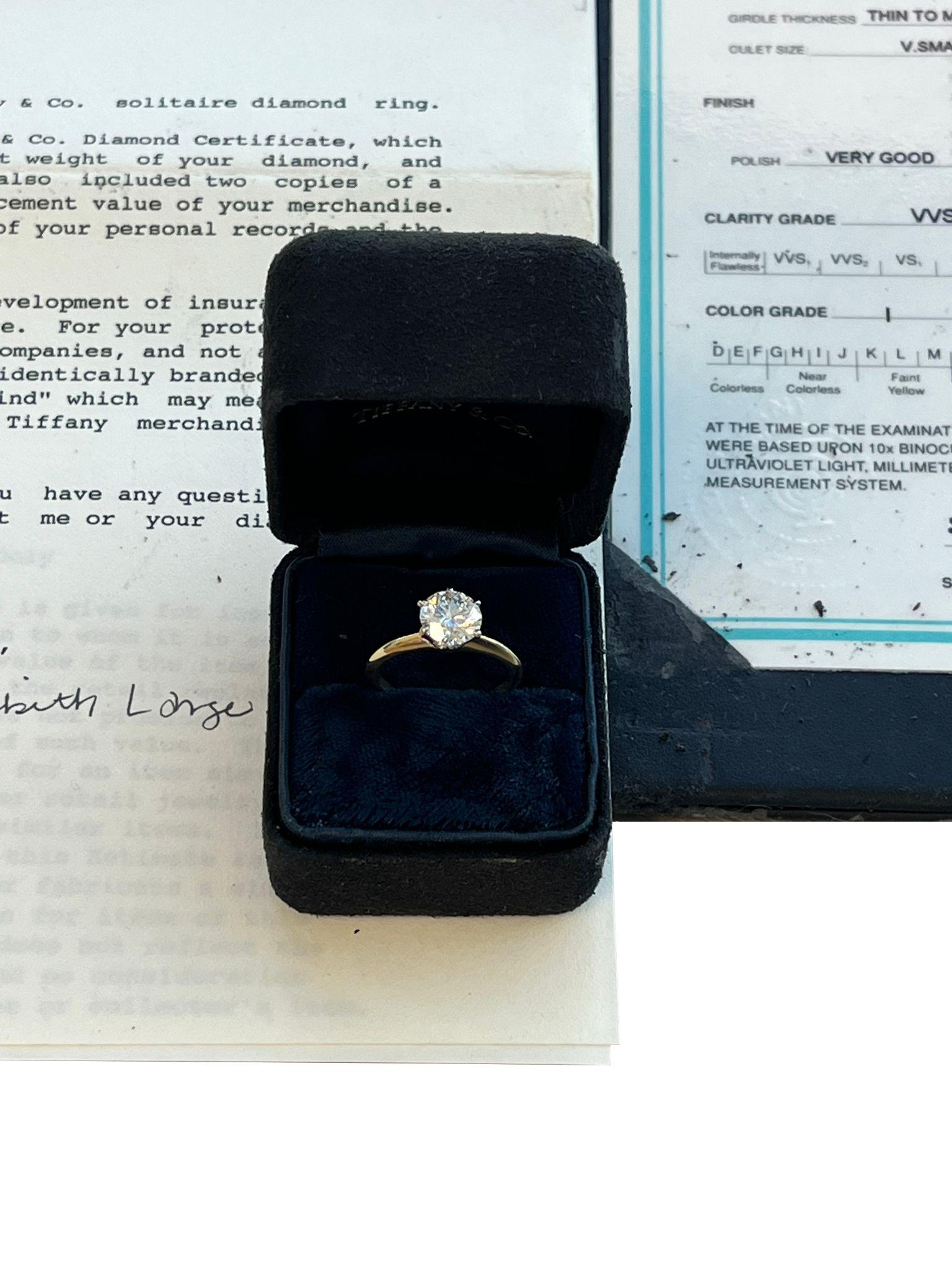 Tiffany & Co GIA Natural Round Diamond Engagement Ring VVS2 18k Yellow Gold 2
