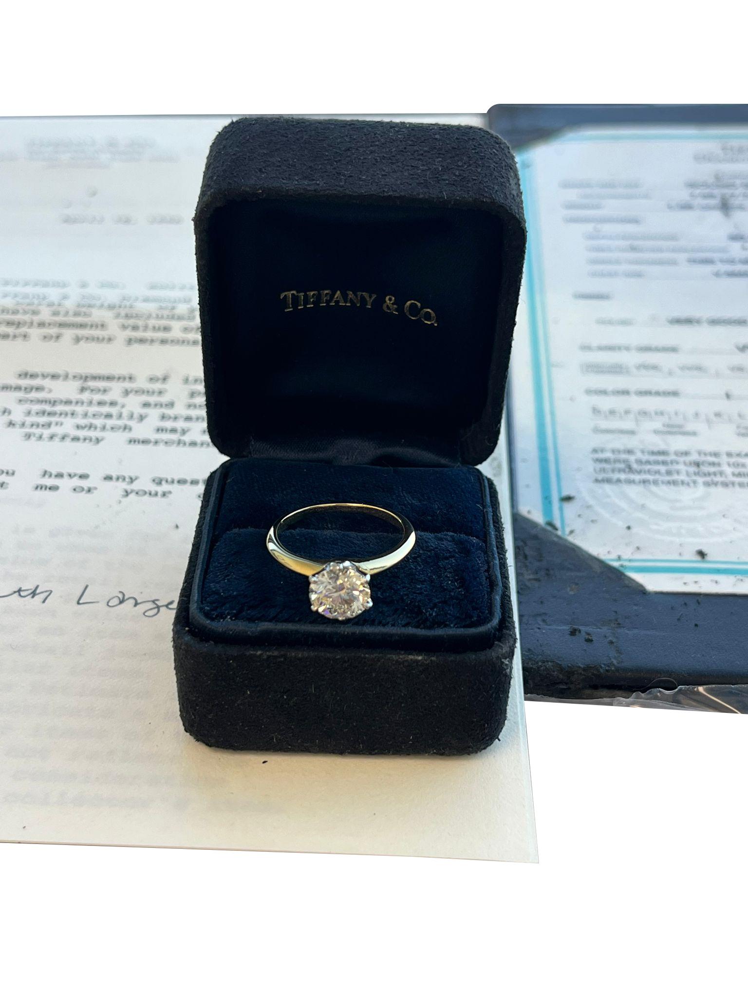 Tiffany & Co GIA Natural Round Diamond Engagement Ring VVS2 18k Yellow Gold 3