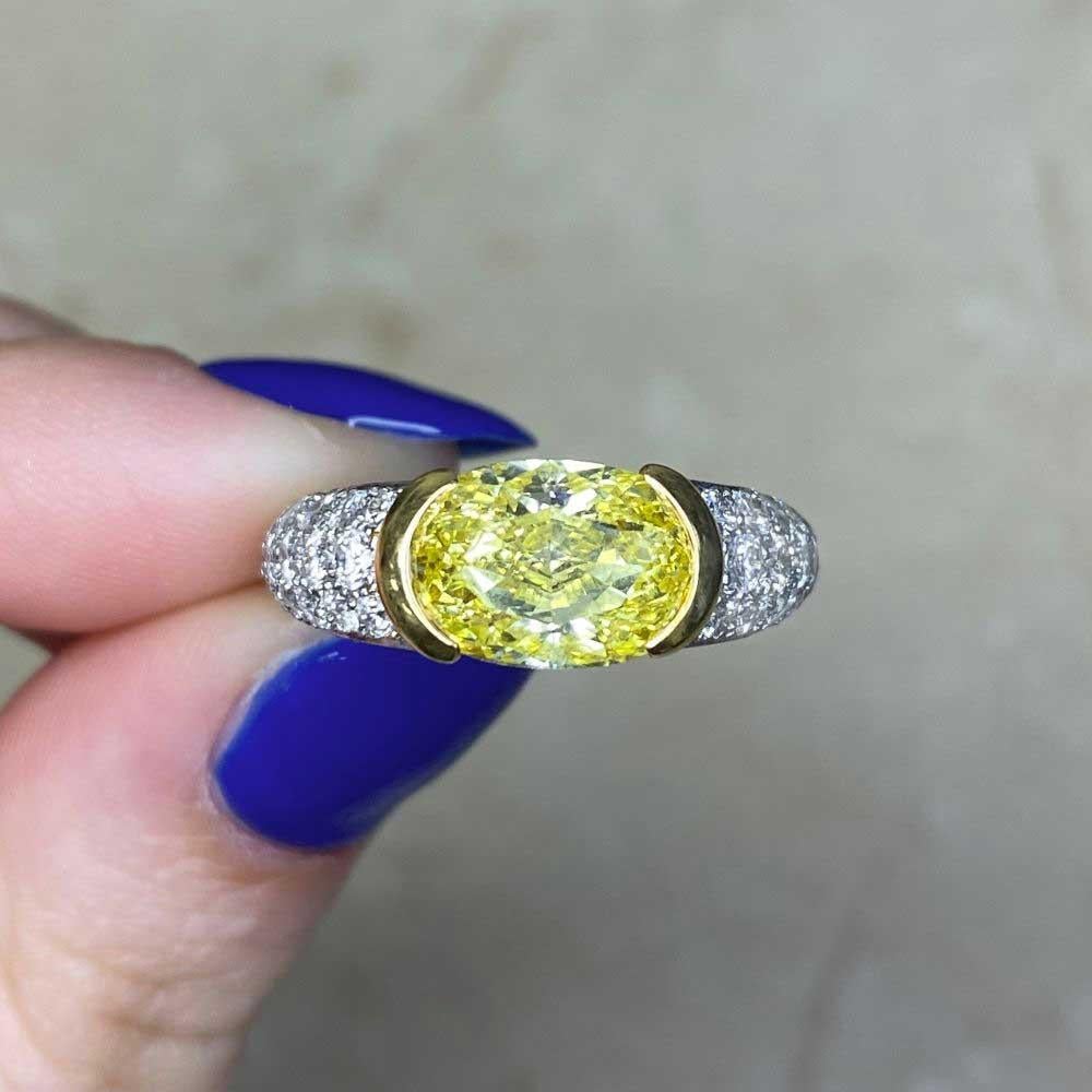 Tiffany & Co. GIA Oval Cut Fancy Diamond Engagement Ring, Platinum & Yellow Gold For Sale 5