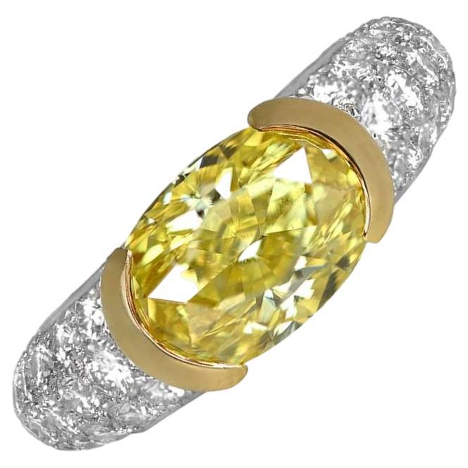 Tiffany & Co. GIA Oval Cut Fancy Diamond Engagement Ring, Platinum & Yellow Gold For Sale