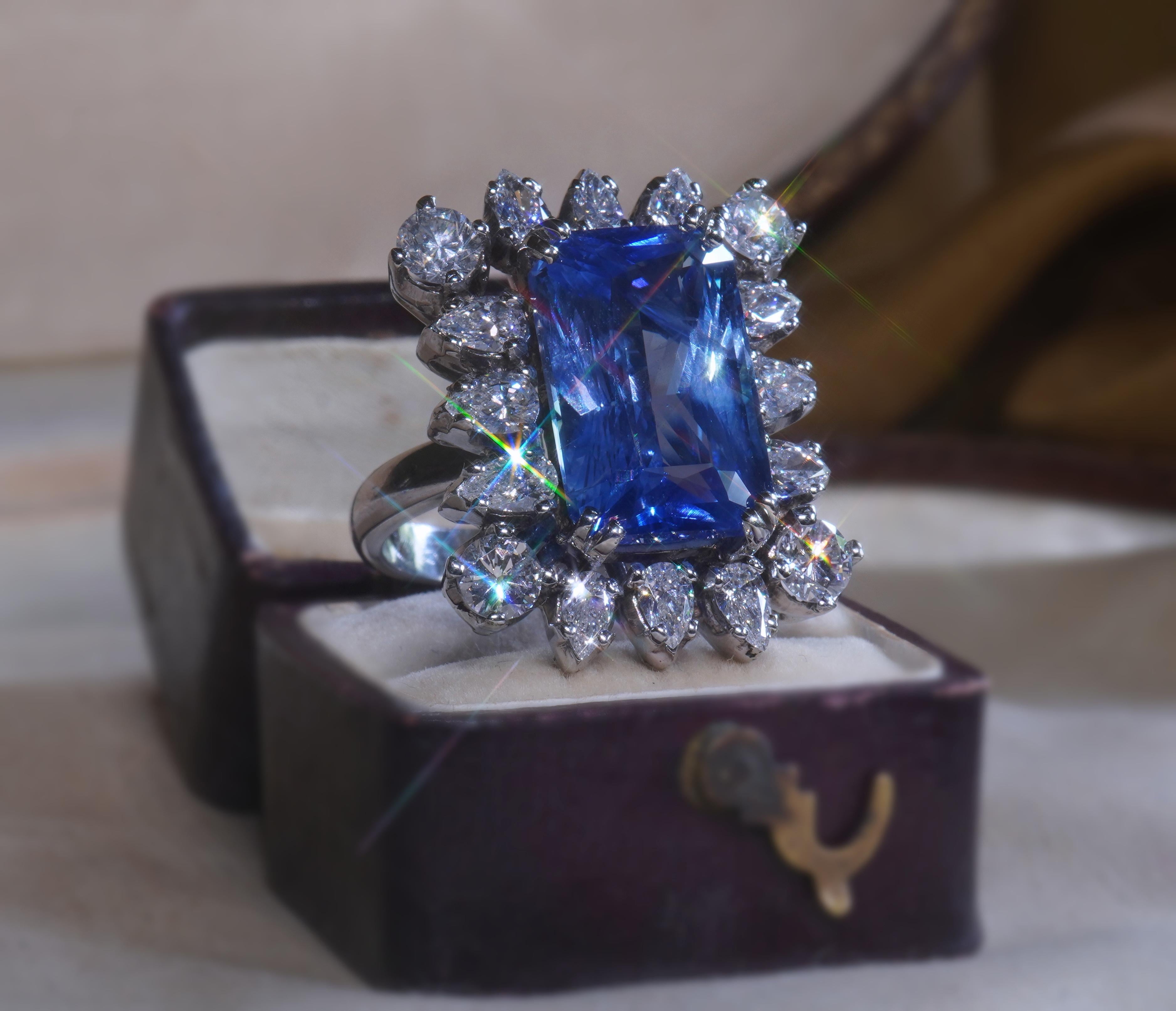 Tiffany & Co. GIA Platinum Blue Sapphire Diamond Ring 15.6 TCW Unheated Ceylon 3