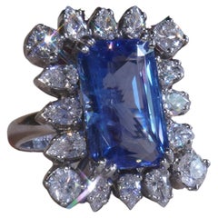 Tiffany & Co. GIA Platinum Blue Sapphire Diamond Ring 15.6 TCW Unheated Ceylon
