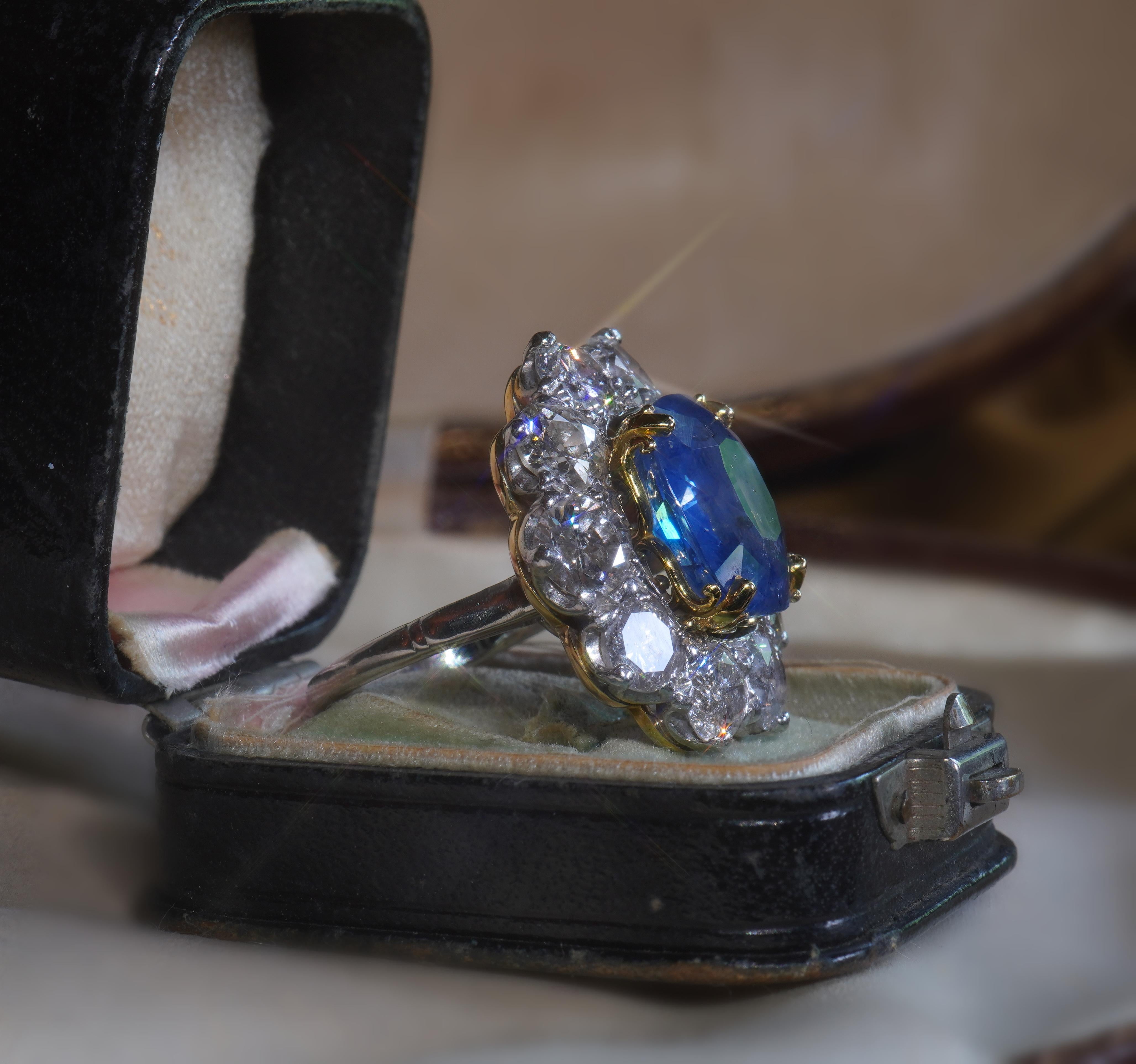 Tiffany & Co. GIA Platinum Blue Sapphire Diamond Ring Unheated Ceylon 18.26 CTS For Sale 3
