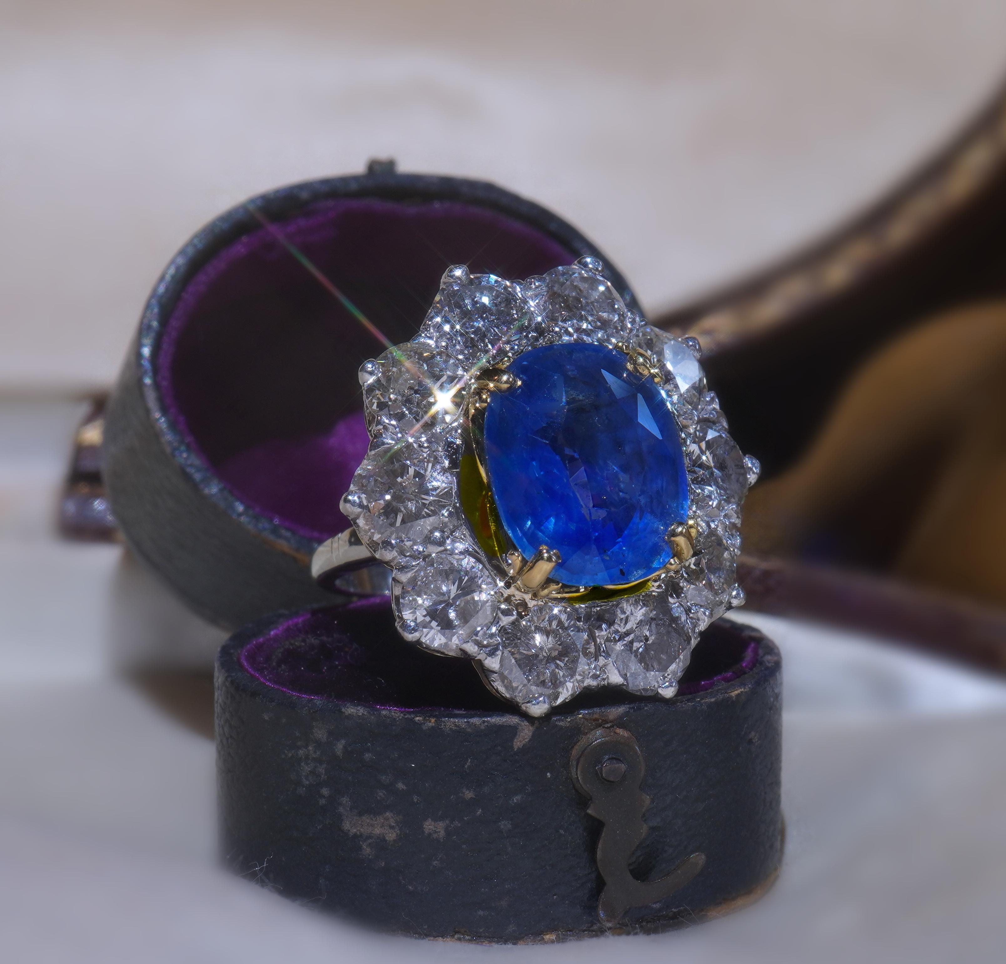 Tiffany & Co. GIA Platinum Blue Sapphire Diamond Ring Unheated Ceylon 18.26 CTS For Sale 1