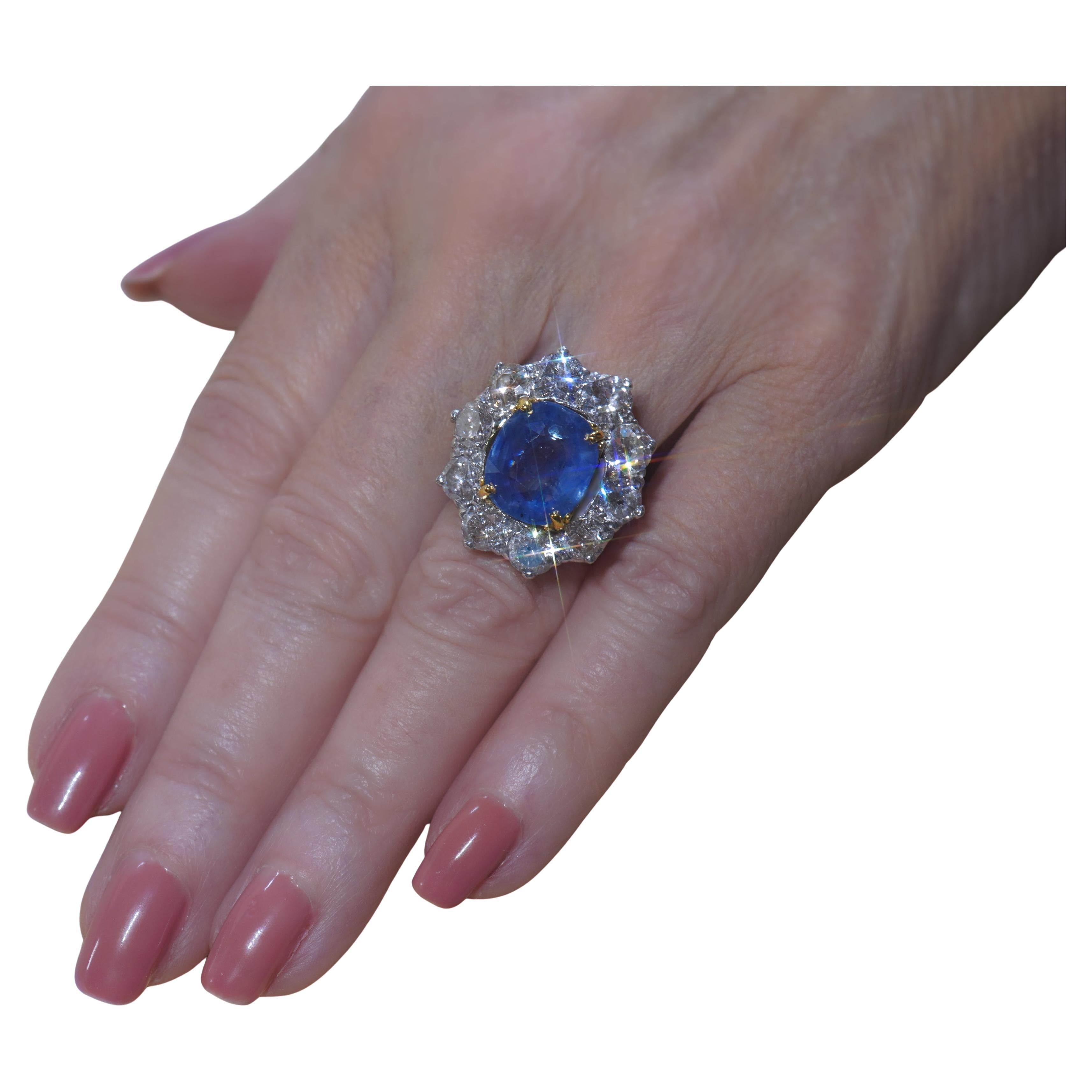 Tiffany & Co. GIA Platinum Blue Sapphire Diamond Ring Unheated Ceylon 18.26 CTS