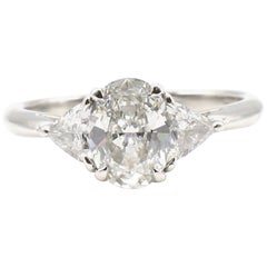 Tiffany & Co. GIA Platinum Diamond 1.31 Oval F VVS2 with Trillions Ring