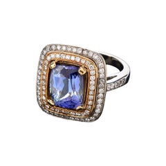 Tiffany & Co. GIA Tanzanite Diamond 18k Gold Retro Cushion Engagement Cocktail