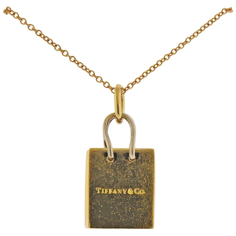 Tiffany and Co. Gift Bag Charm Pendant Gold Necklace