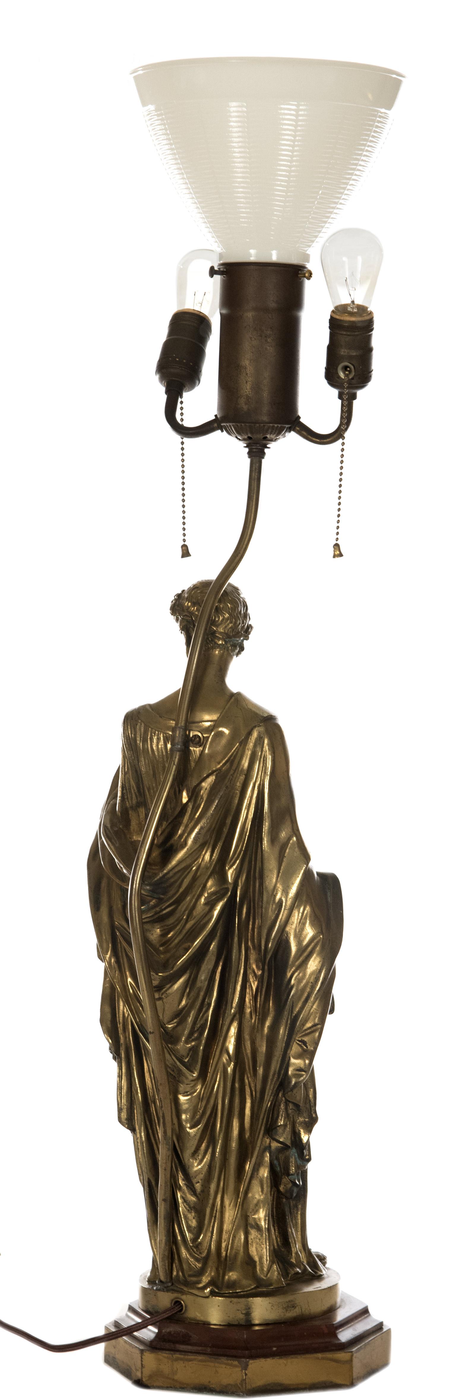 Neoclassical Revival Tiffany & Co. Gilt-Painted Bronze Figural Table Lamp