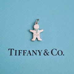 Tiffany & Co. Gingerbread Man Charm Pendant in Silver with Blue Enamel