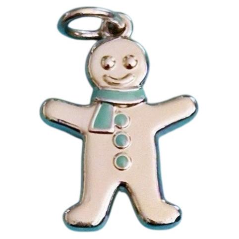 Tiffany & Co. Gingerbread Man Charm Pendant in Silver with Blue Enamel