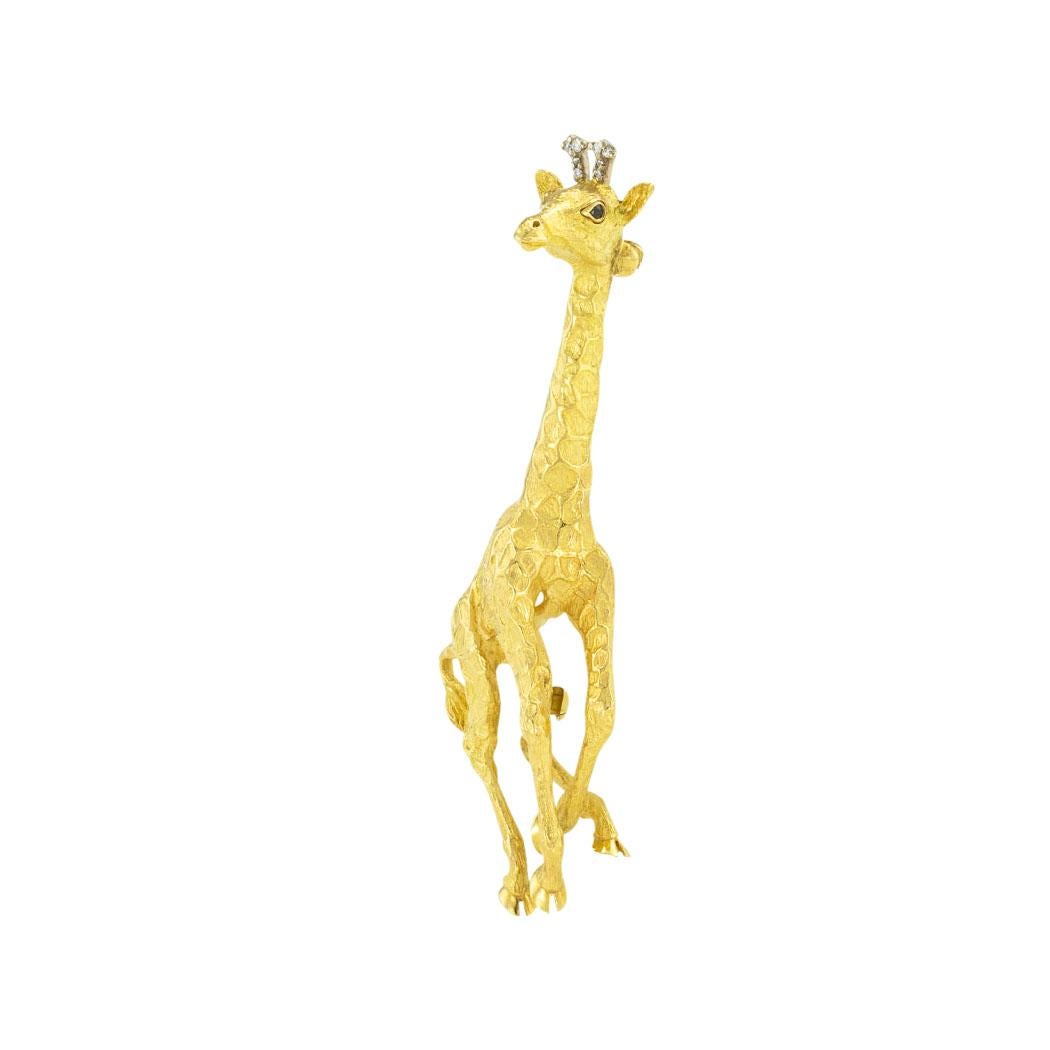 Taille mixte Tiffany & Co Broche girafe en or jaune en vente