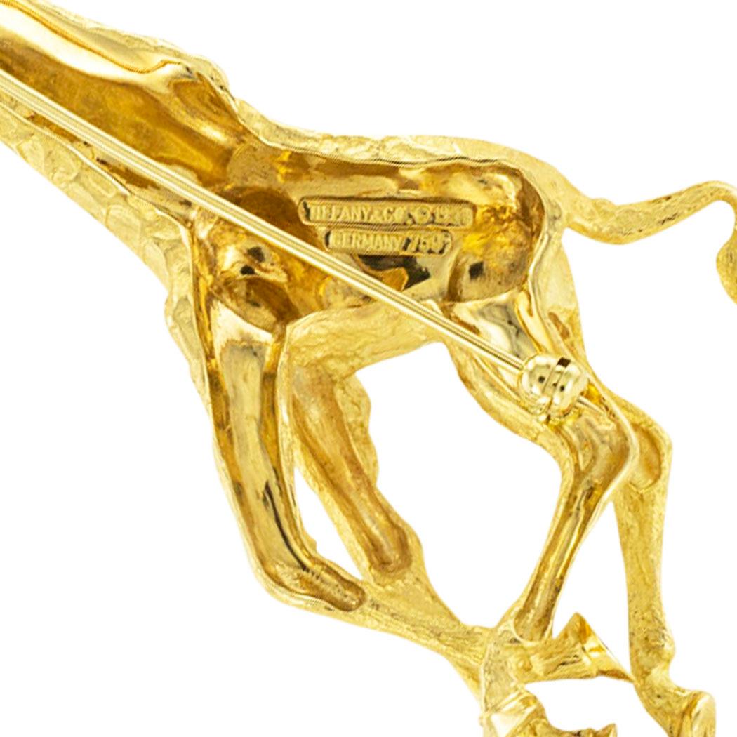 Mixed Cut Tiffany & Co Giraffe Yellow Gold Brooch For Sale