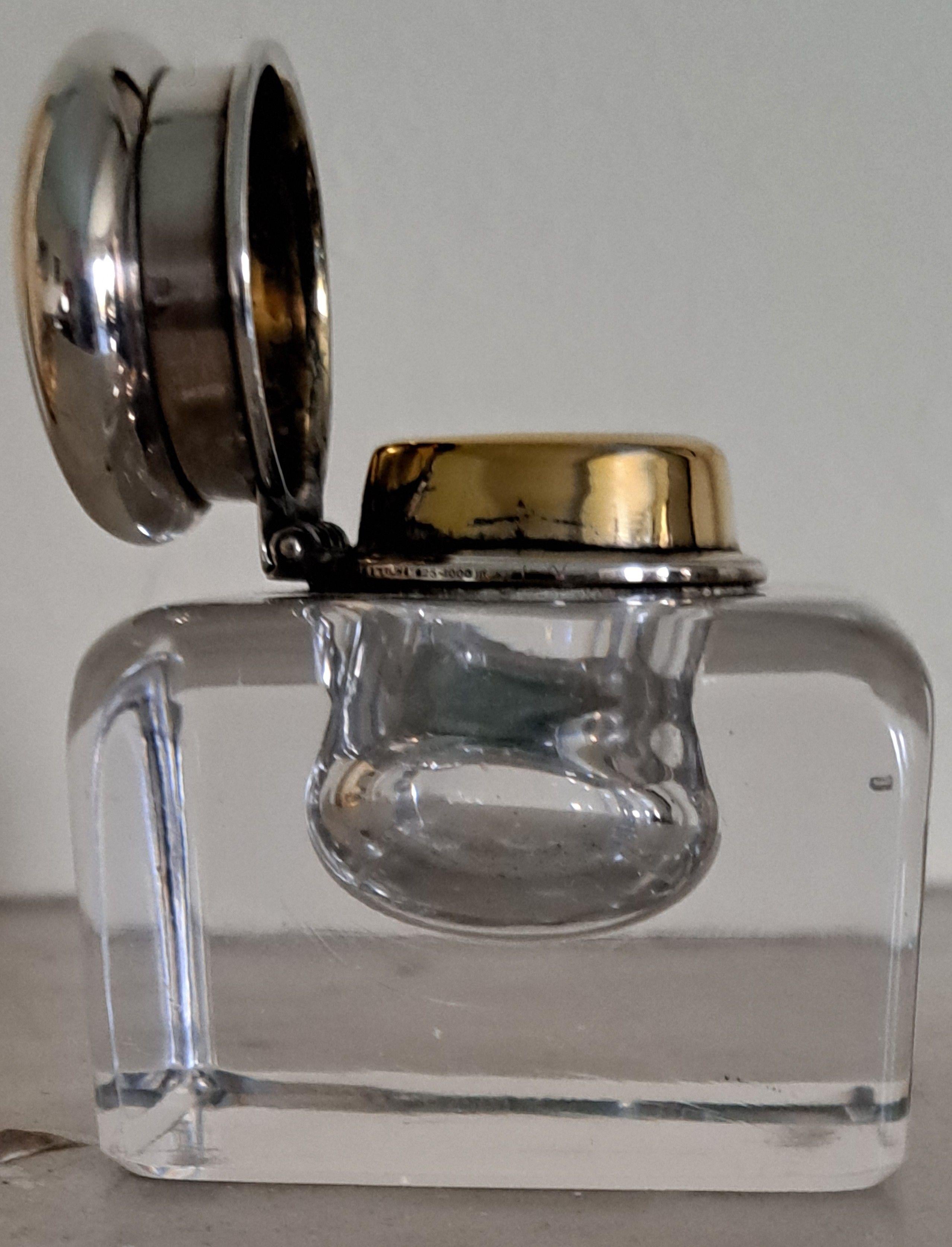 Americano Calamaio in vetro e argento Tiffany & Co. 1905 ca. in vendita