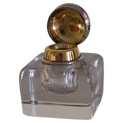Antique Tiffany & Co glass/silver mounted inkwell c 1905