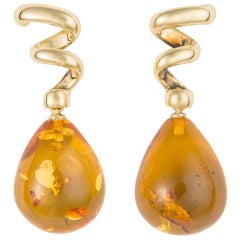 Vintage Tiffany & Co. Gold and Amber Drop Earrings