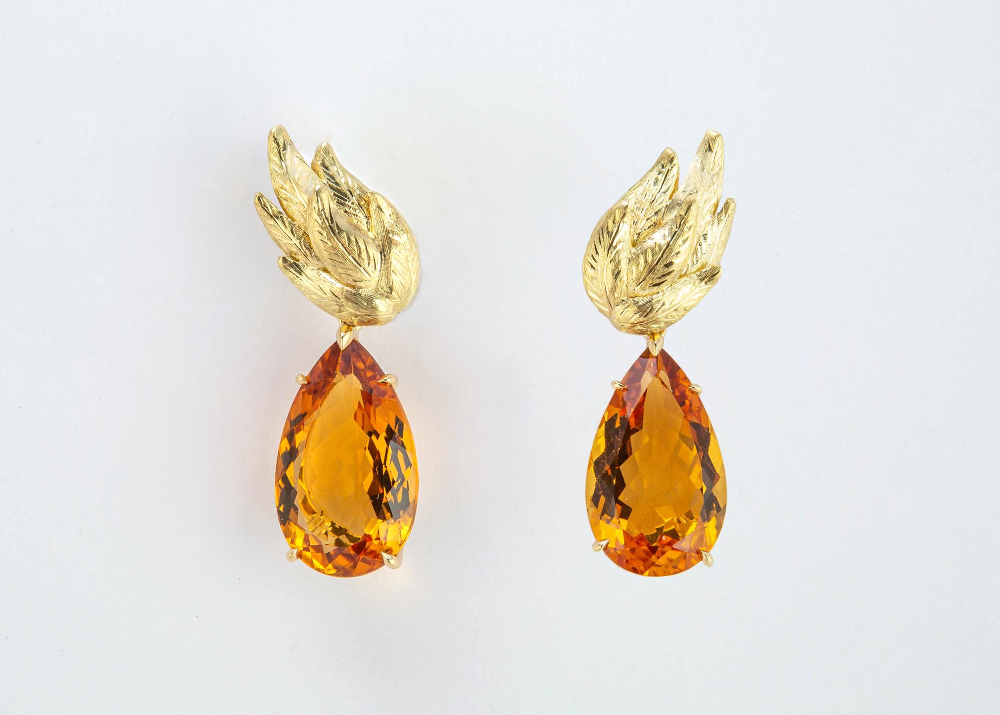 Contemporain Tiffany & Co. Pendants d'oreilles en or et citrine en vente