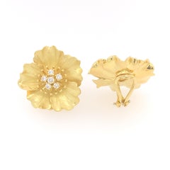 Tiffany & Co. Gold and Diamond Dogwood Floral Clip-On Earrings
